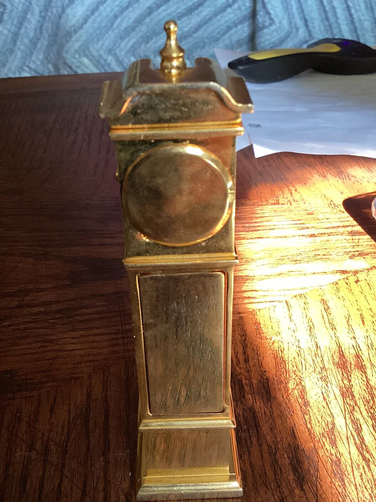 NEW CASTLE Grand Father Bulova Brass Mini Miniature Clock Design B0552 - Vintage
