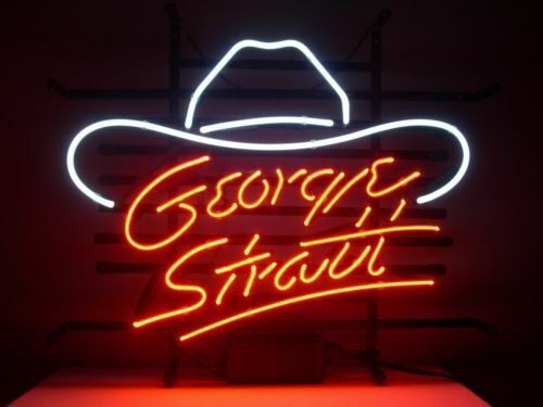 New George Strait White Hat Neon Light Sign Lamp 17\