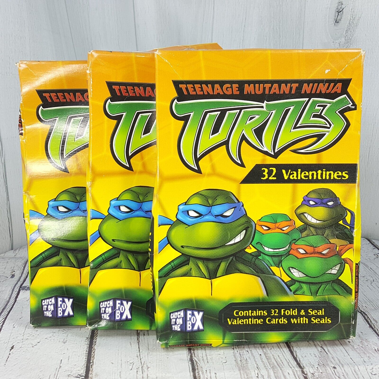 Vintage Teenage Mutant Ninja Turtles Fold & Seal Valentine Cards 32 x 3 SEALED