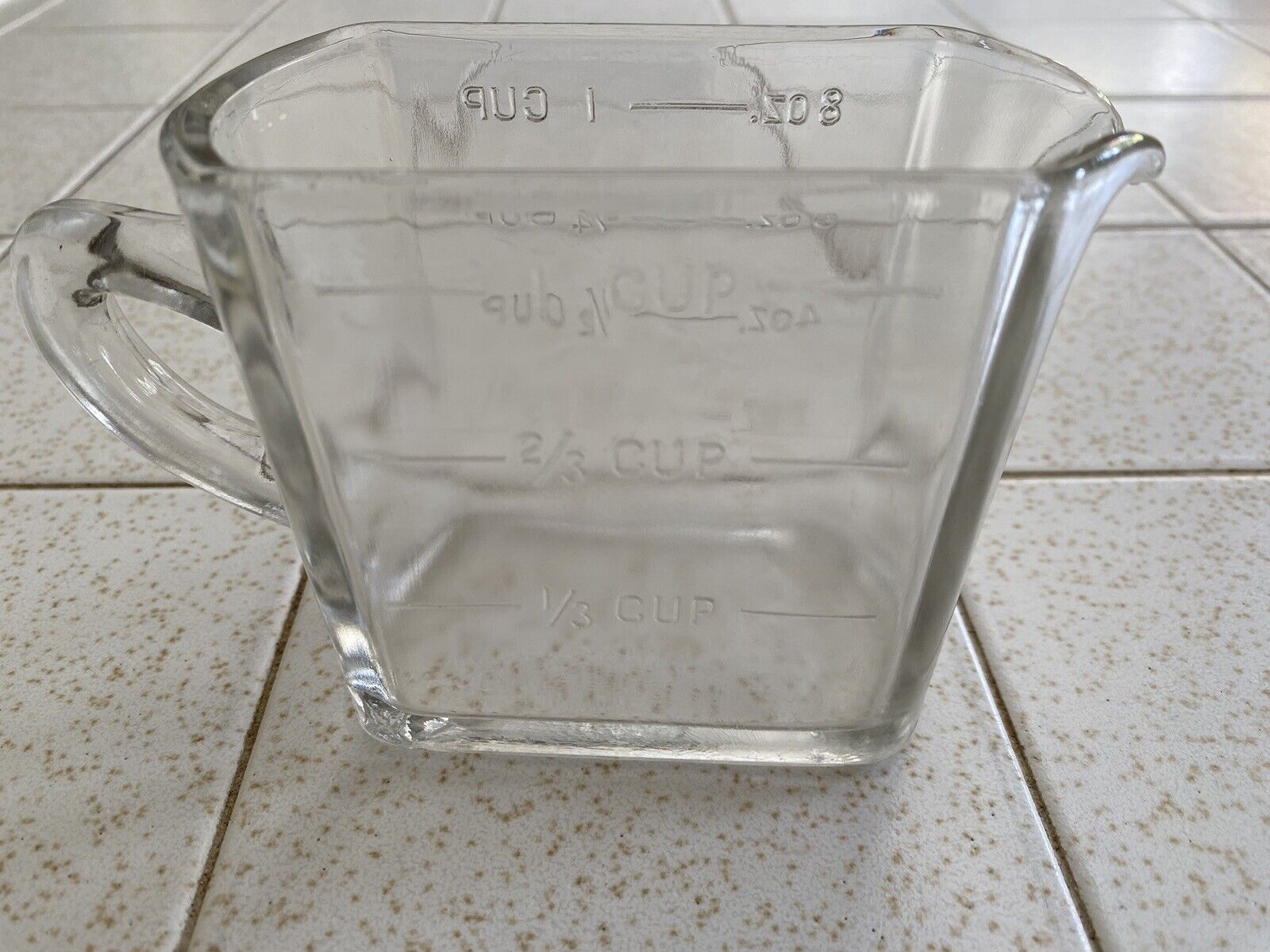 KELLOGGS Rectangle Square Clear Glass MEASURING CUP PROMO RARE VERSION K