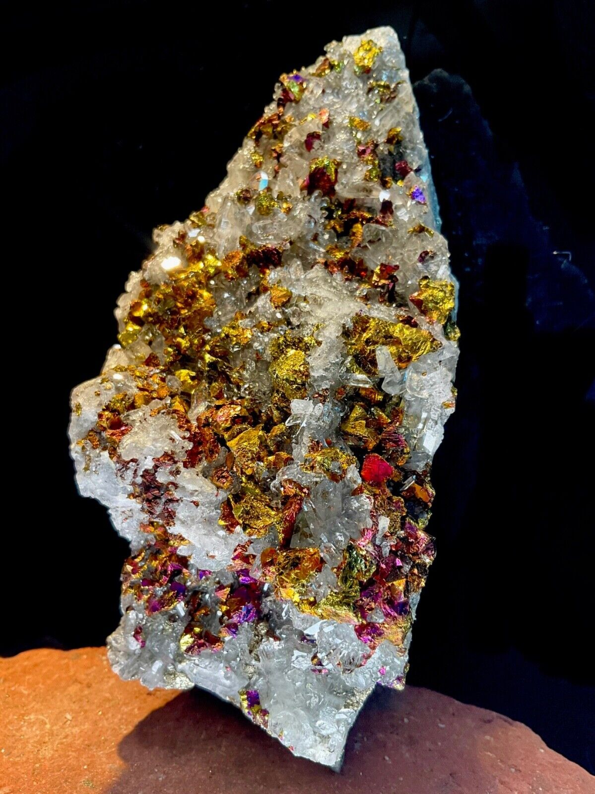 A Super Large Chalcopyrite/Peacock Ore/Quartz/Calcite/Sphalerite/Cluster/1.6kg