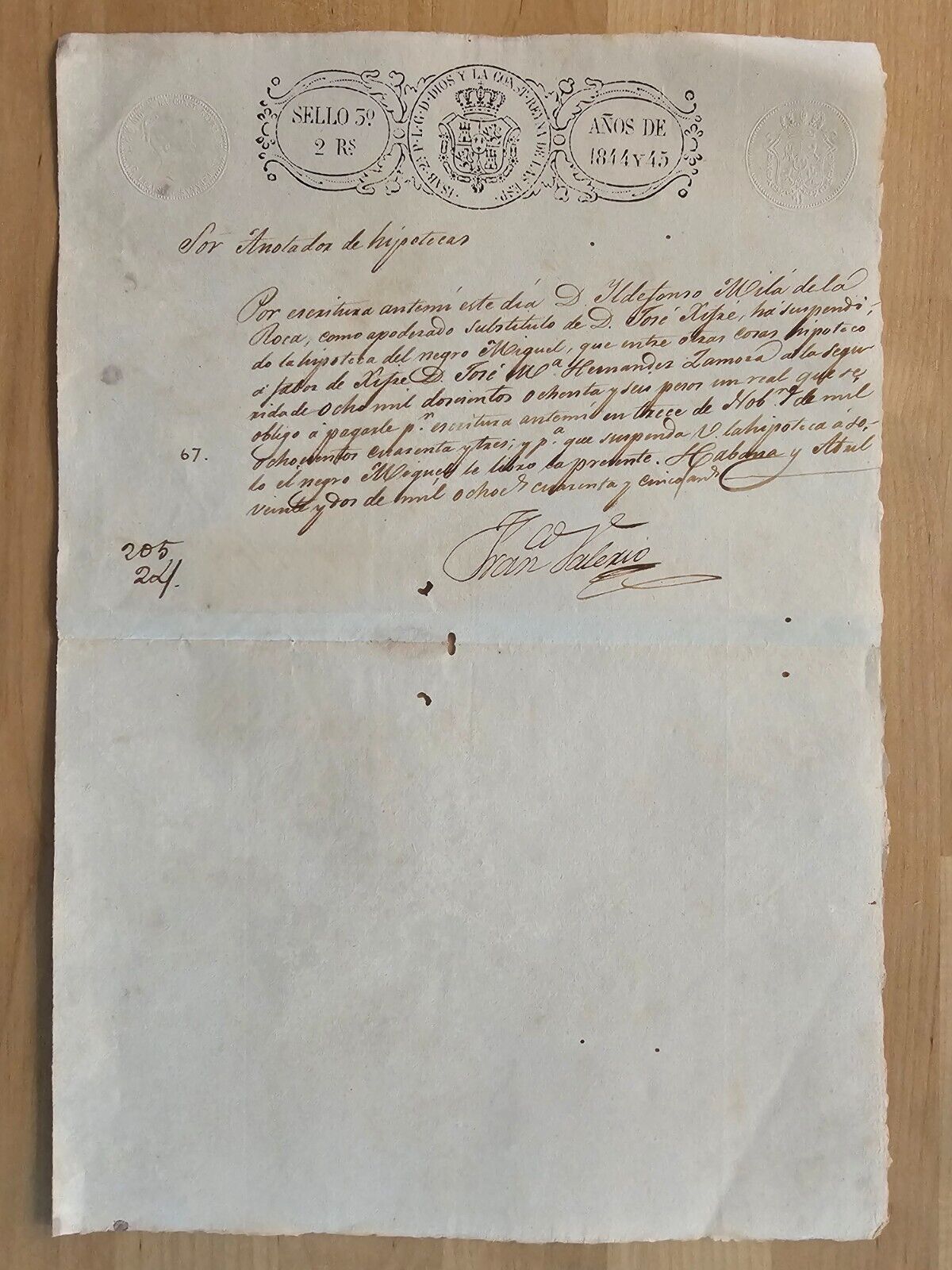 ANTIQUE Cuban Cuba Letter 1844 Slave AFRICAN Working Contract DOCUMENT