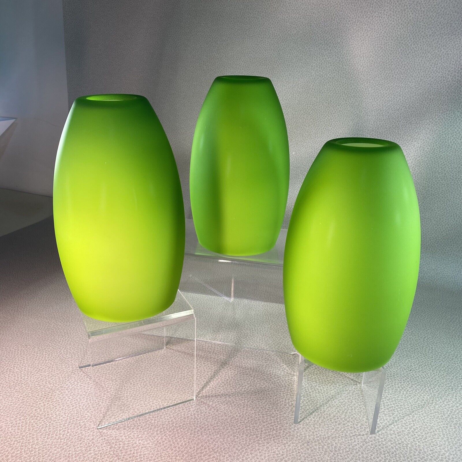 1-Lime Green Frosted Cased Oblong Drop Pendant Replacement Glass Lamp Shade 8\
