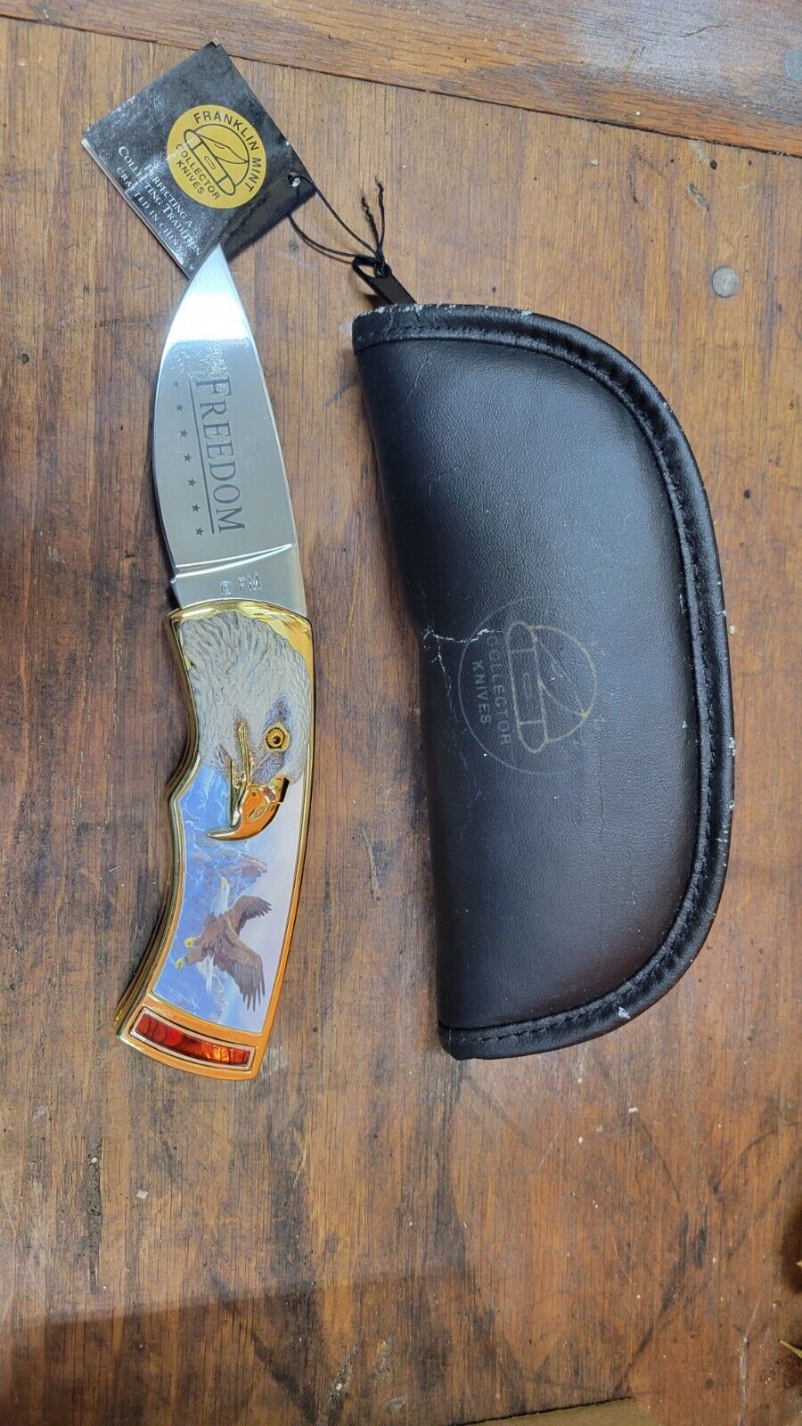 Rare Franklin Mint Eagle Of Freedom Collector Knife With Pouch