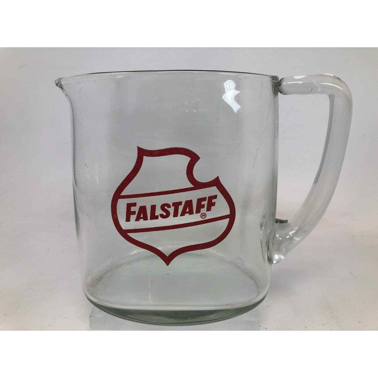 Falstaff Beer Vintage Heavy Glass Pitcher Oval - 64oz Rare