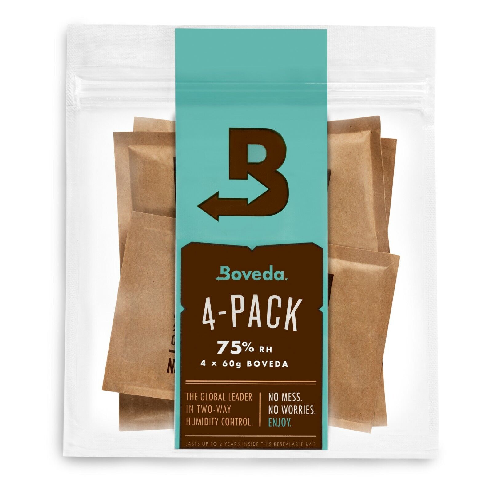 Boveda 75% RH 2-Way Humidity Control - Protects & Restores - Size 60 - 4 Count