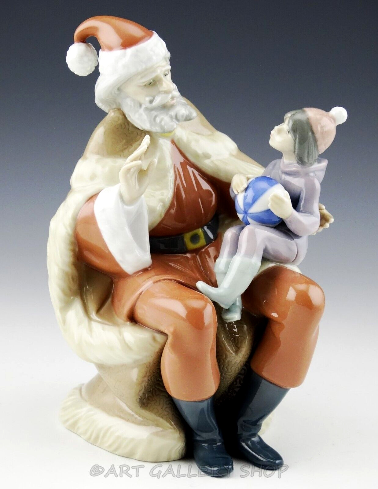 Lladro Figurine A CHRISTMAS WISH SANTA CLAUS WITH BOY CHILD #5711 Retired Mint