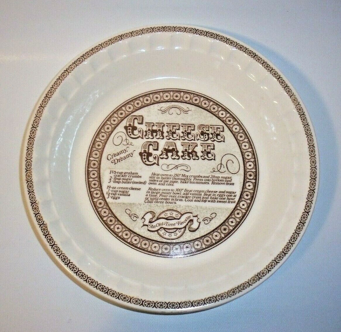 Vintage Jeanette Royal China Cheese Cake Plate Deep Dish Ruffled-Edge w/Recipe 