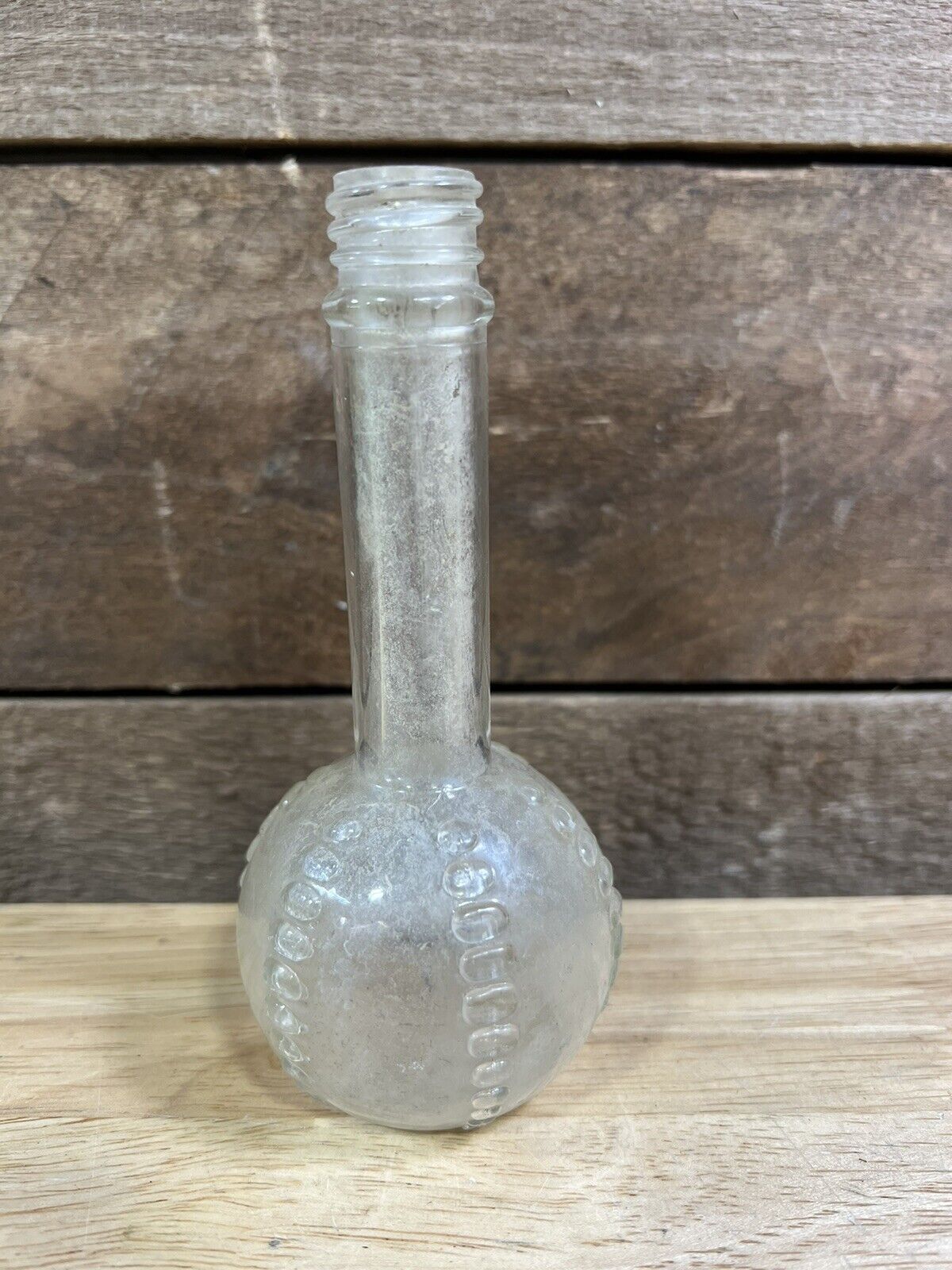 Vintage Clear Glass Ribbed Perfume Bottle 