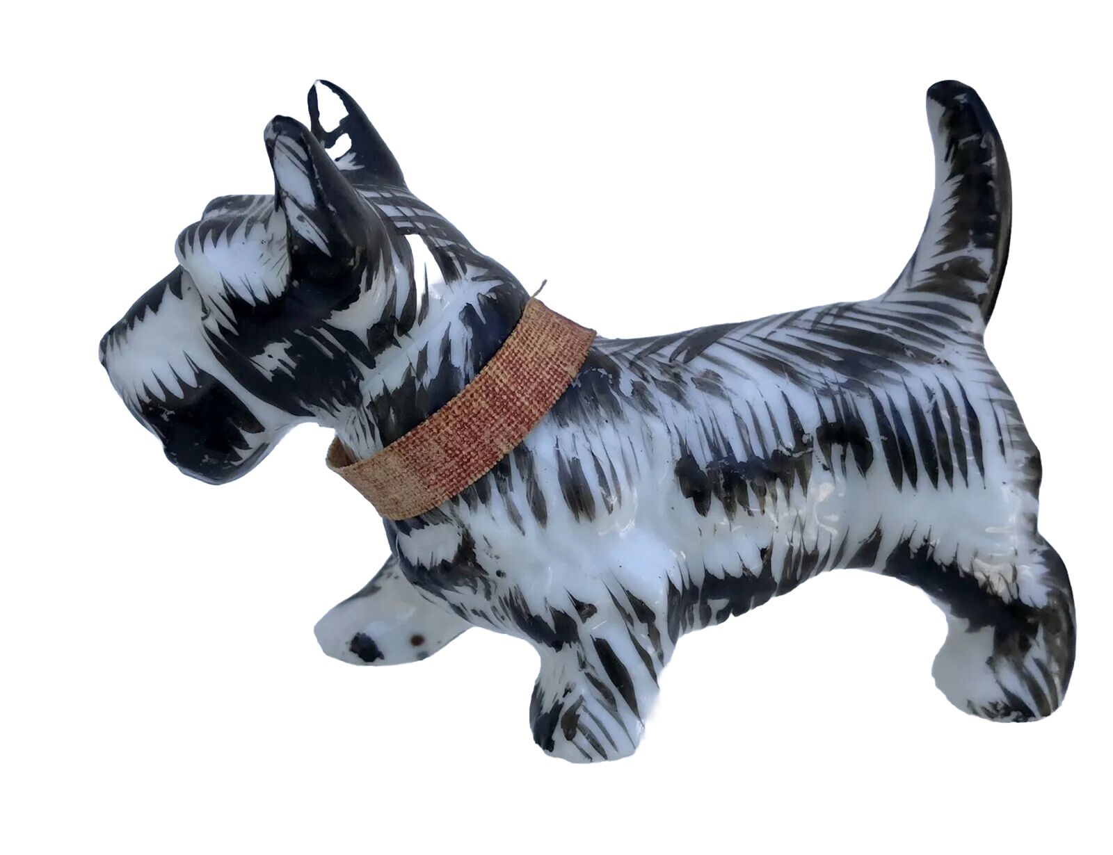 Vtg Scottish Terrier Dog Figurine Japan MCM 60s Retro Miniature 4” Paper Collar