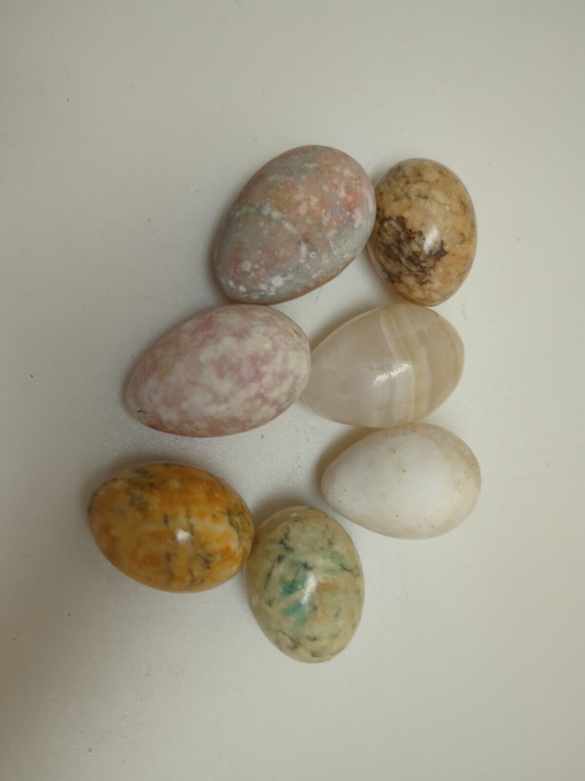 Polished Marble Alabaster Natural Stone Eggs Lot Of 7 