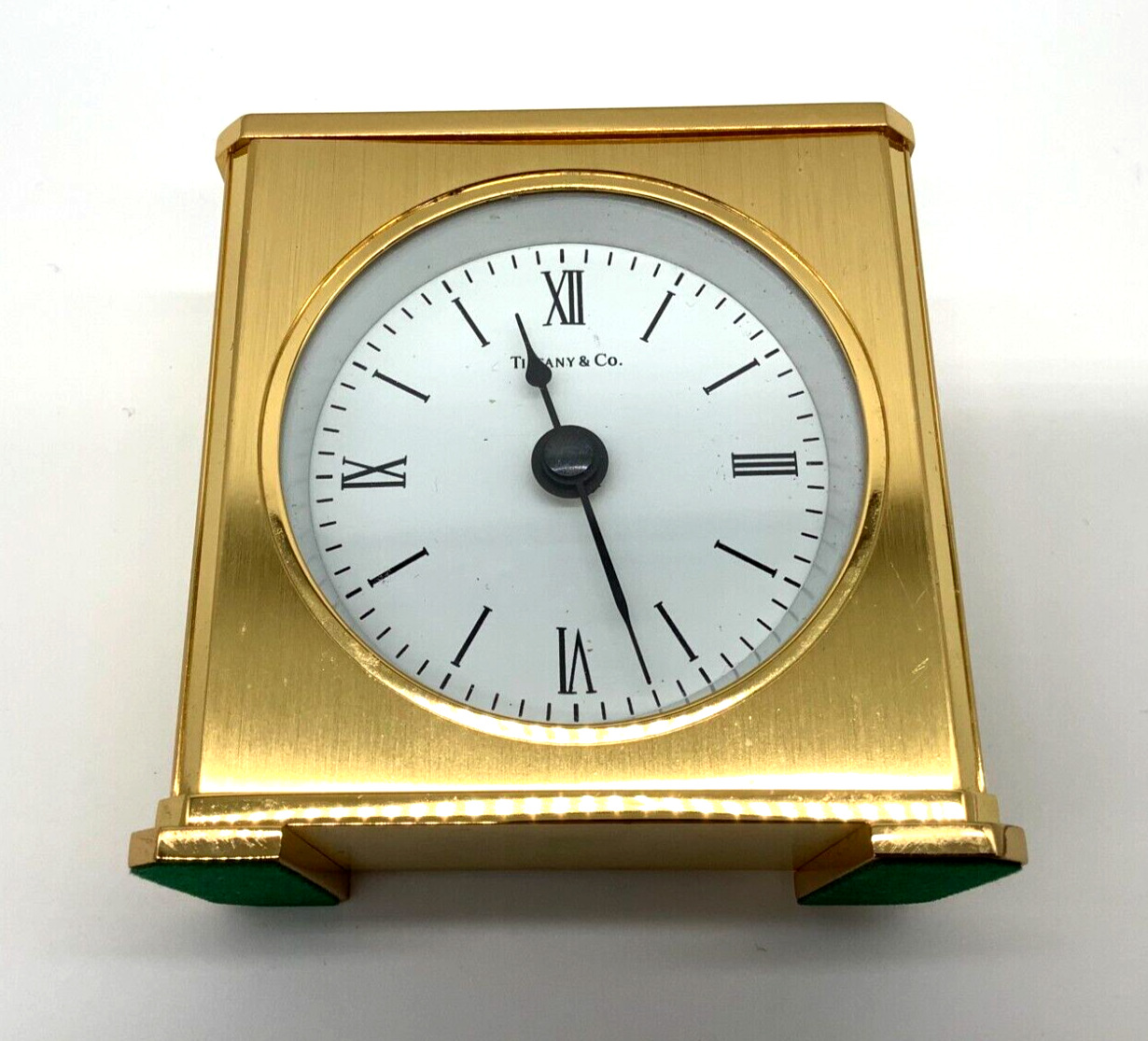 Tiffany & Co Portfolio Brass Quartz Desk Clock Made In Germany