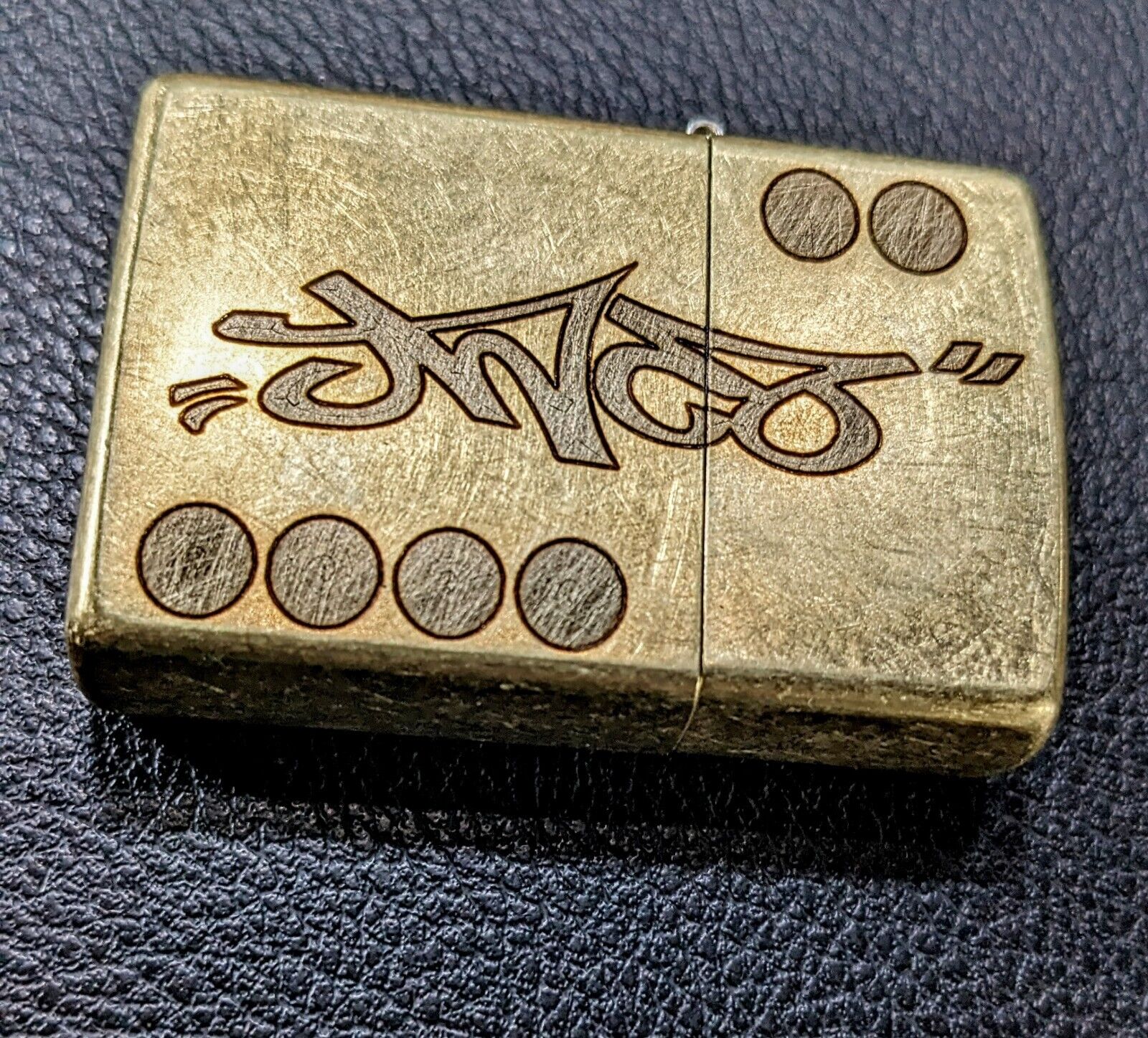 JNCO Rare All Brass Zippo Nice With Gold Tone. Classic Graffiti Logo 😎
