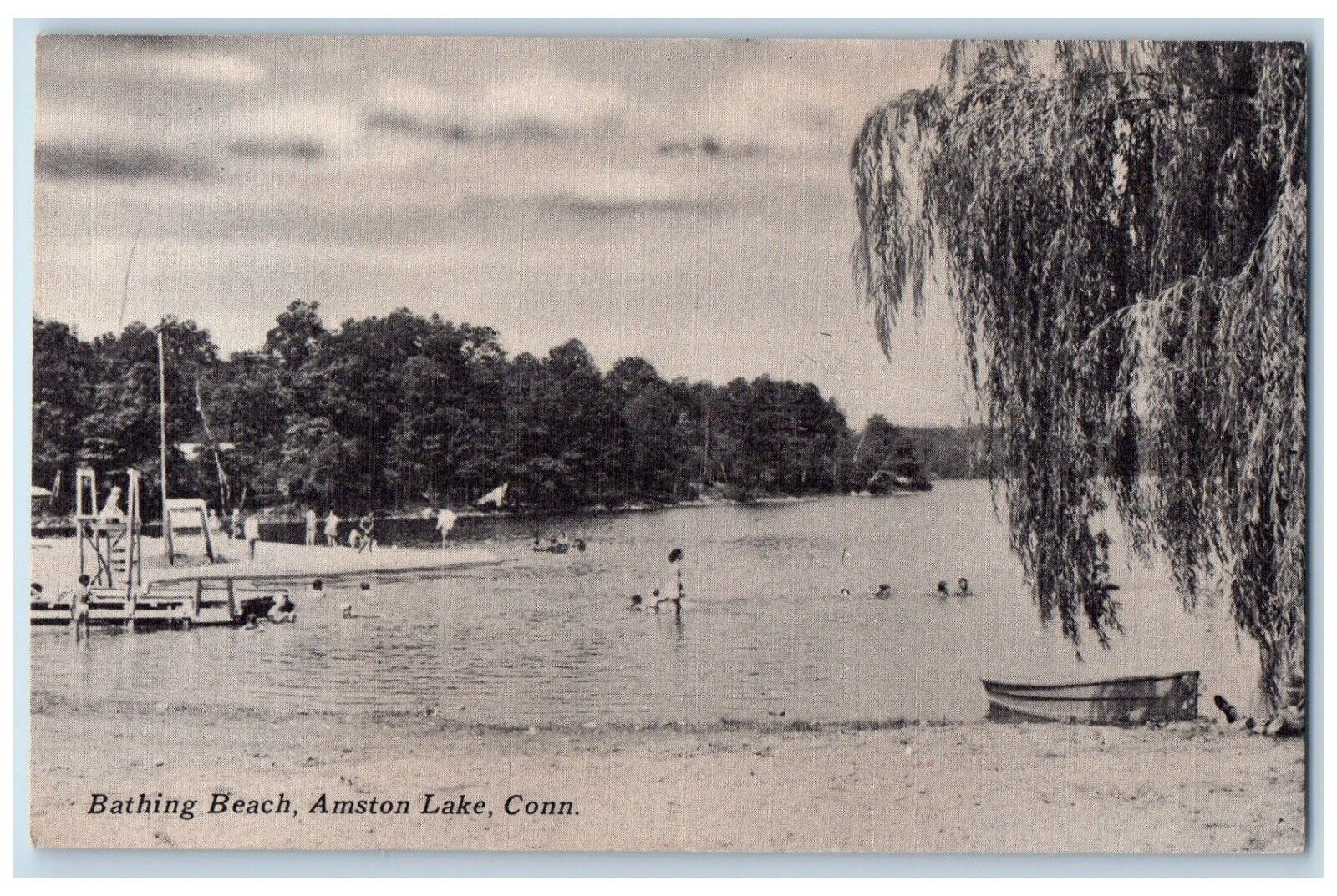 c1940 Bathing Beach Amston Lake Beach Connecticut CT Antique Vintage Postcard