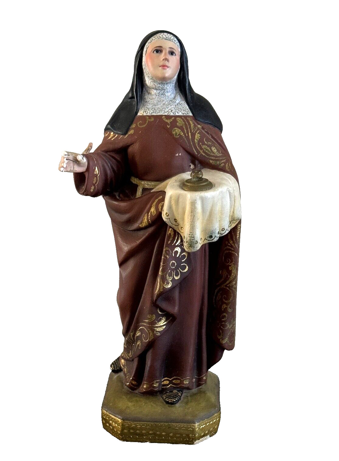 Vintage St Clare Saint Clare Religious Statue with Crystal Eyes