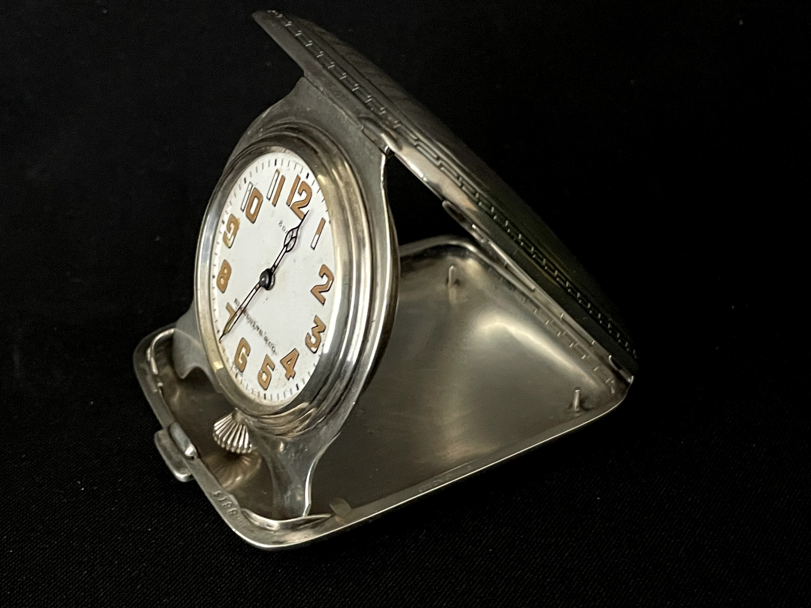 Antique Spaulding & Co Sterling Silver Travel Clock