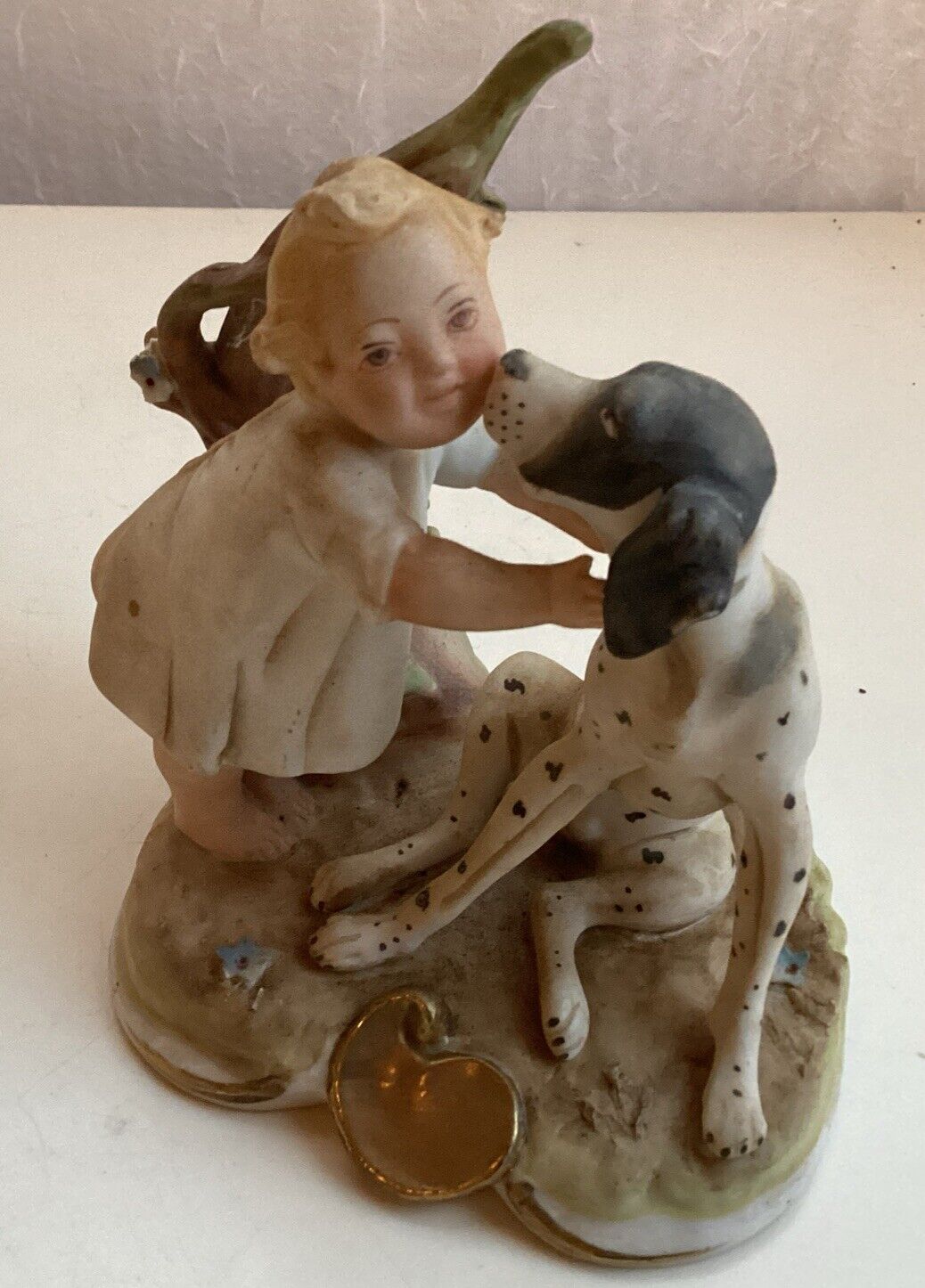 Japan Girl With Setter Dog Figurine Vintage 