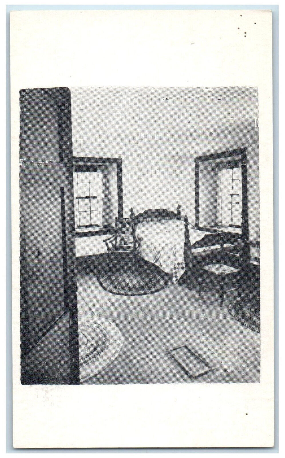 c1940's Upper Room in Old Jail Note Hole Made By Bullet Unposted Postcard