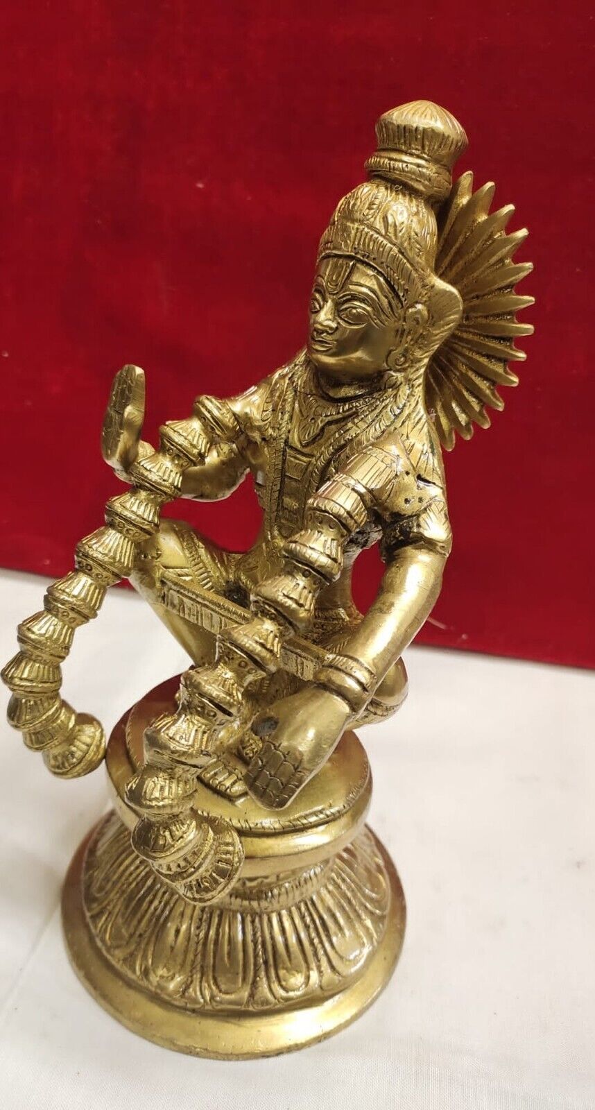 Brass 8.5 inches Lord Ayappa / ayappan Statue Hindu God Usa Seller Fast Ship