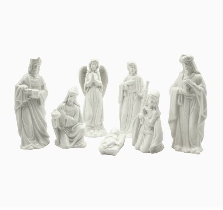 FreeToFly Nativity Set-Holy Family 7PC Christmas Decorations Indoor Porcelain...
