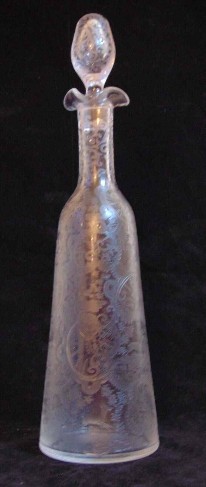 Rare Bohemian Intaglio Cut Glass Crystal Decanter Wine Bottle Moser Deer Dog