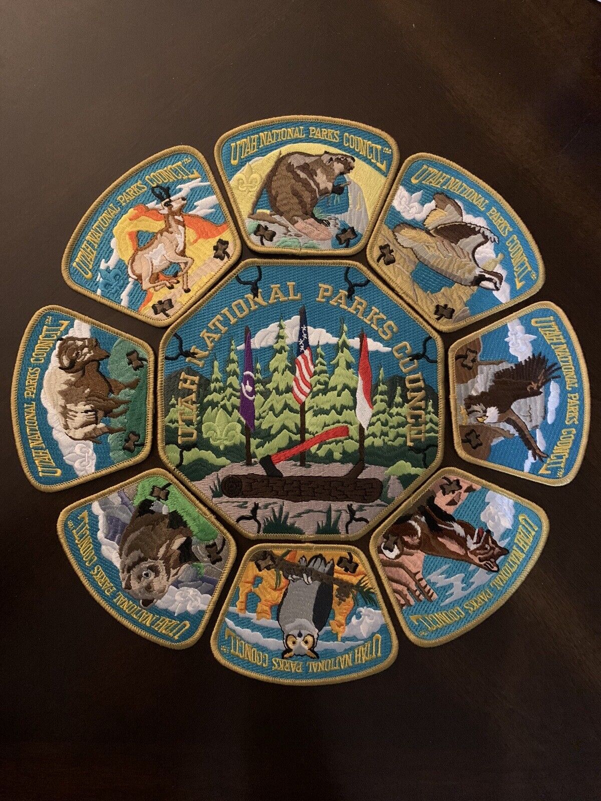 Utah National Parks Council Wood Badge Critter Jacket Patch 9 Patch Set - New
