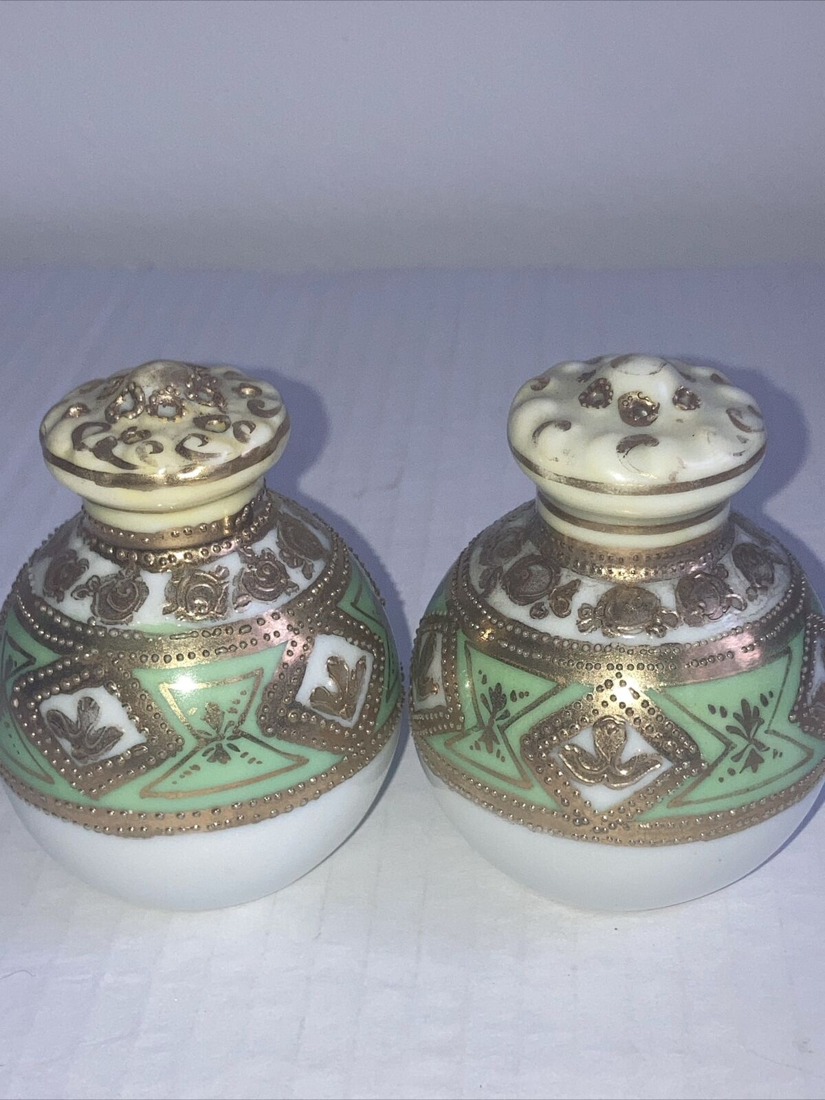 Antique Pair Of Powder Shakers Or Salt & Pepper shakers
