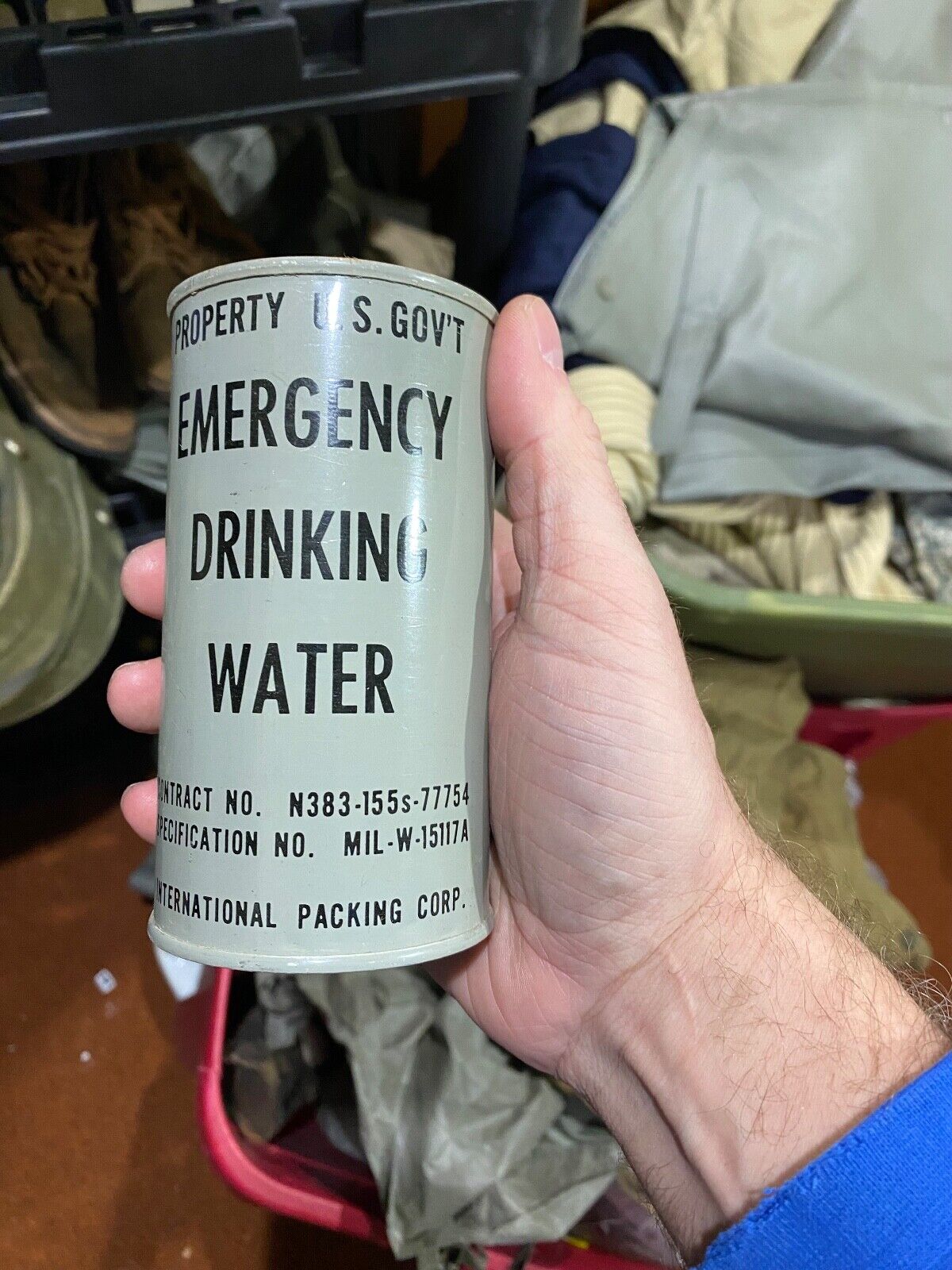 ORIGINAL WWII US NAVY & ARMY EMERGENCY DRINKING WATER CAN-SEALED, NOS