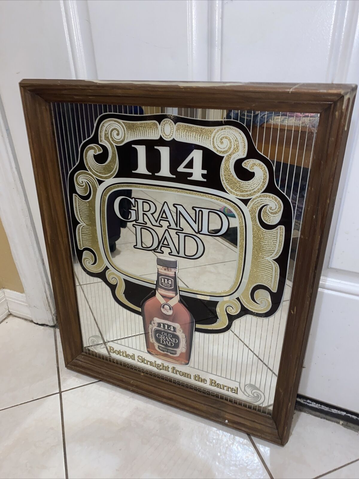 Very Rare Vtg 114 Old Grand Dad Kentucky Bourbon Whiskey Bar Mirror  18\
