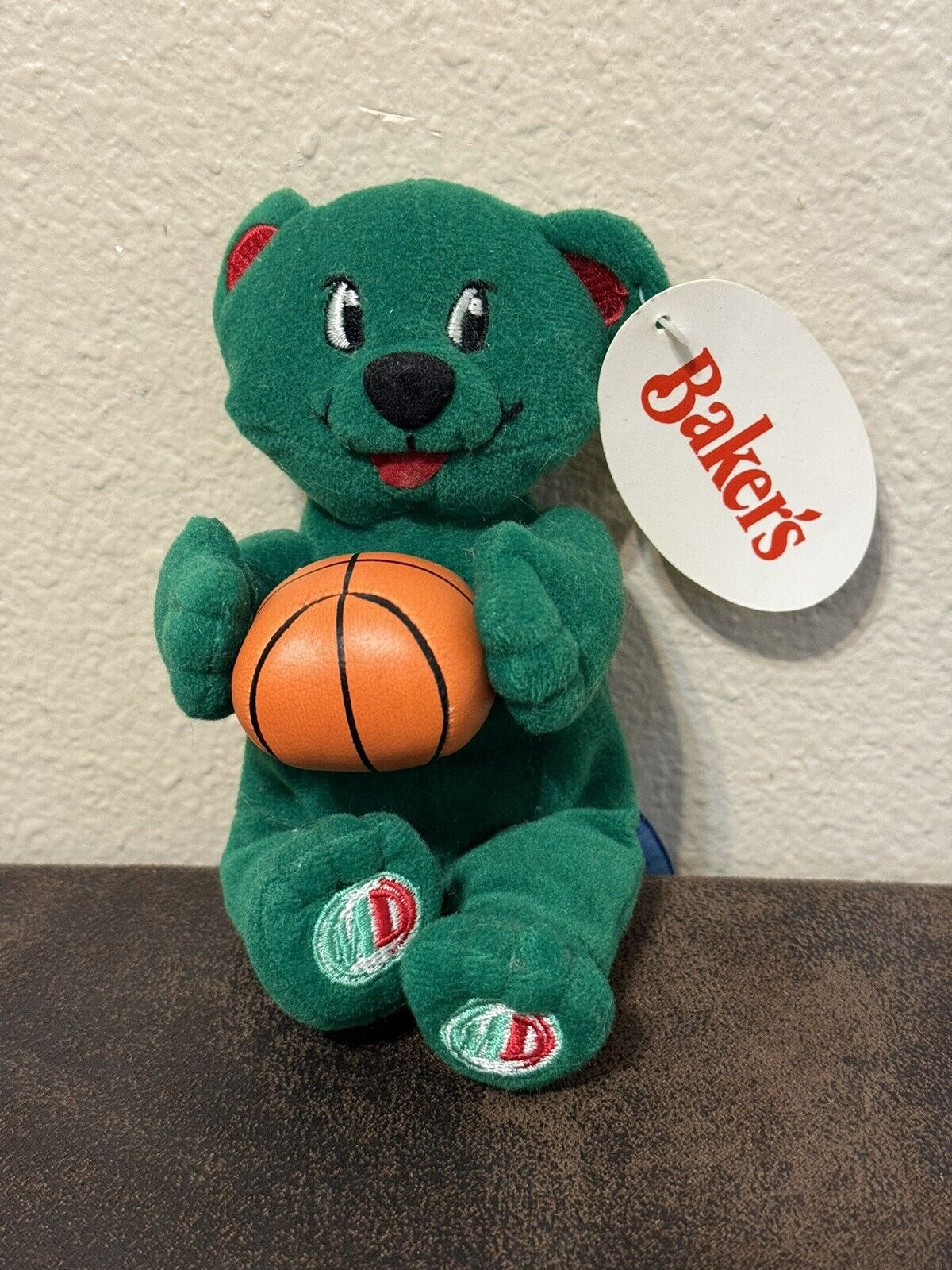 VTG 1999 Mountain Dew Green Teddy Bear Basketball Plush Promotional Bakers Store