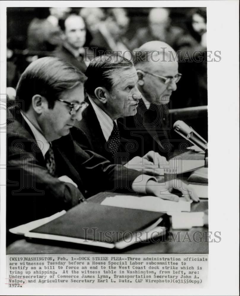 1972 Press Photo John Volpe and other officials appear at labor hearing in D.C.