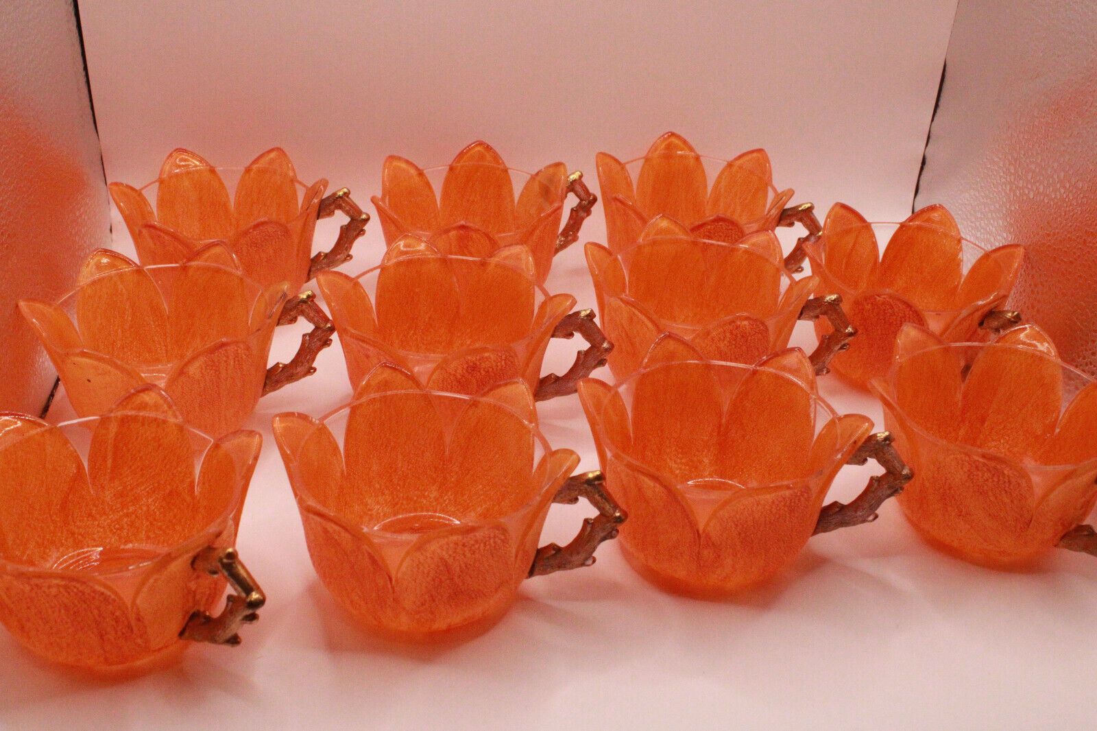 Vintage Westmoreland Orange Peel Glass Tulip Flower Punch Cups Mugs set of 11