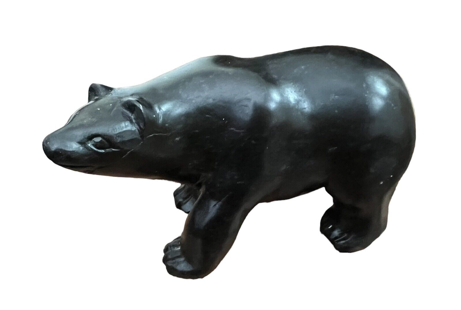 Vintage Hand Carved Sculpture BLACK BEAR Soapstone 5” FIGURINE