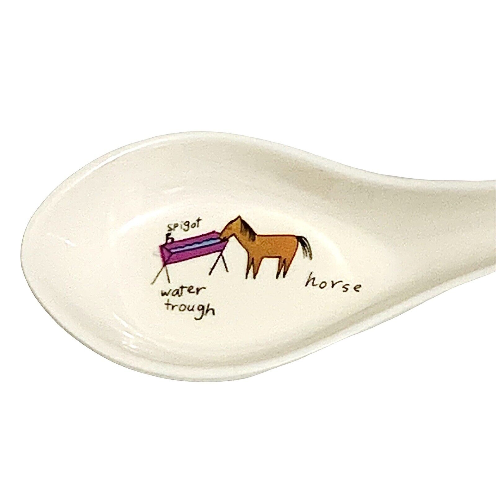 Vintage Anacapa Melamine Childrens Soup Spoon Flat Bottom Horse Farm Plastic 5