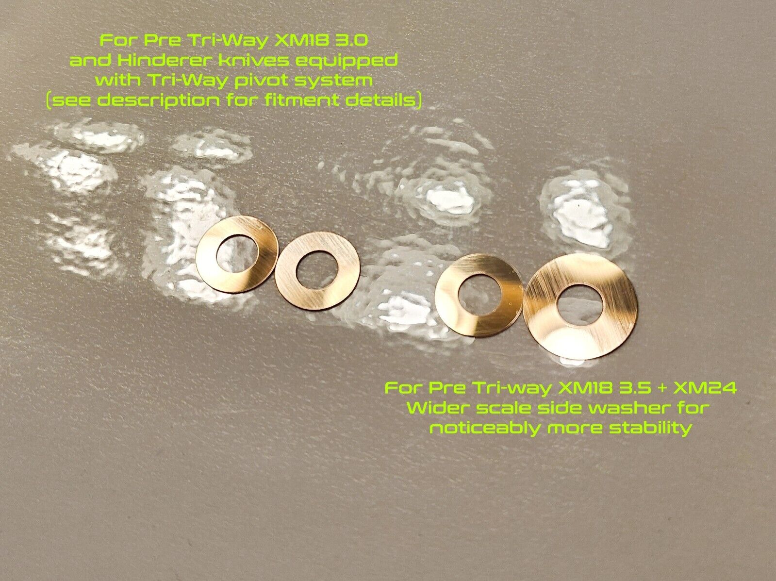 Hand lapped, Polished Bronze Washers for Hinderer XM-18 Tri-way, Pre Tri-Way