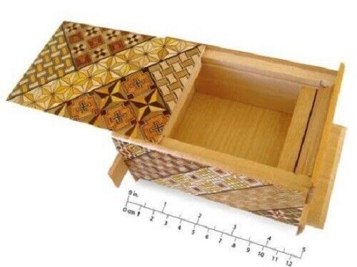 Japanese Yosegi Puzzle Box Samurai Wooden Secret Trick Box 4 Sun 12 Steps HK-124