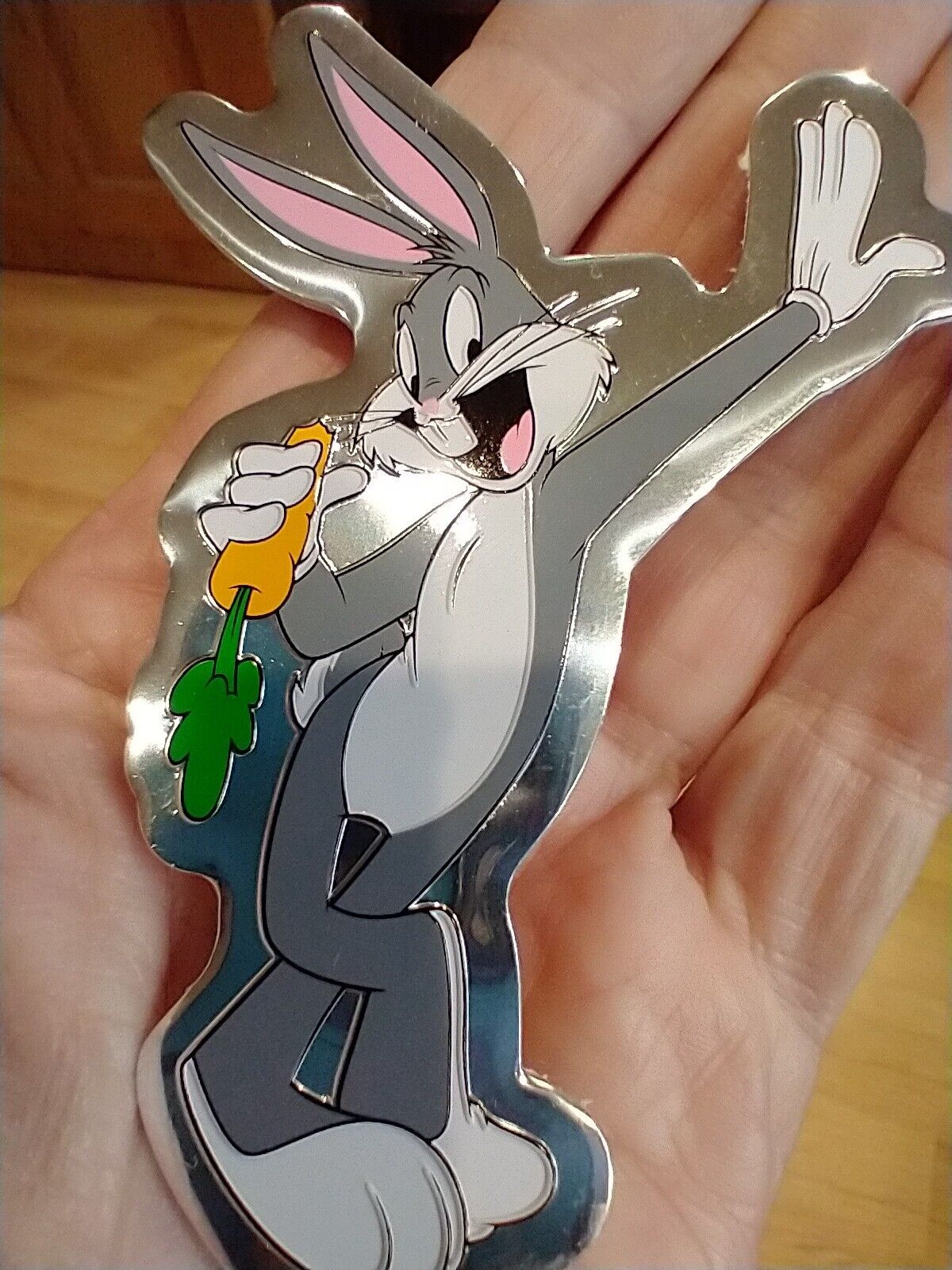 Warner Bros Looney Tunes Bugs Bunny 4.5 x 2.5 Inch Metal Metallic Sticker