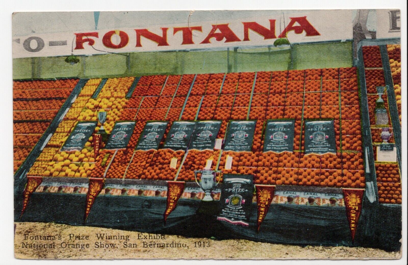 Fontana Winning Exhibit National Orange Show San Bernardino, CA 1913 Postcard