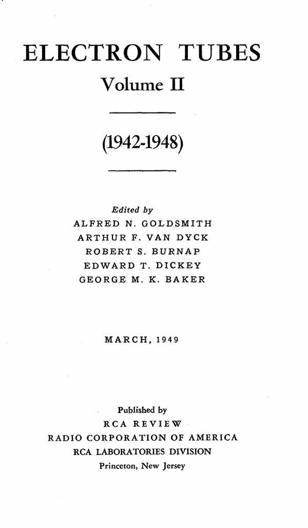 ELECTRON TUBES (VOLUME 2) 1942 1948 PDF