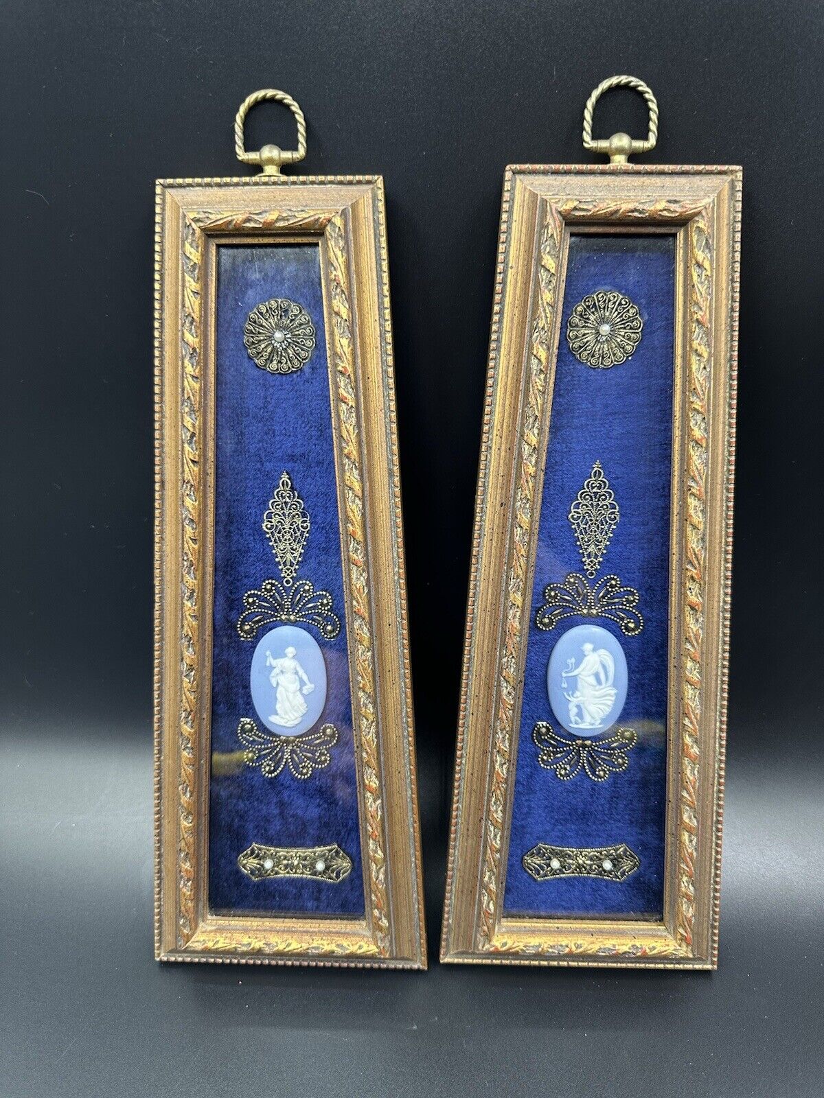 Pair of Framed Vintage ltalian Porcelain Miniatures Plaques