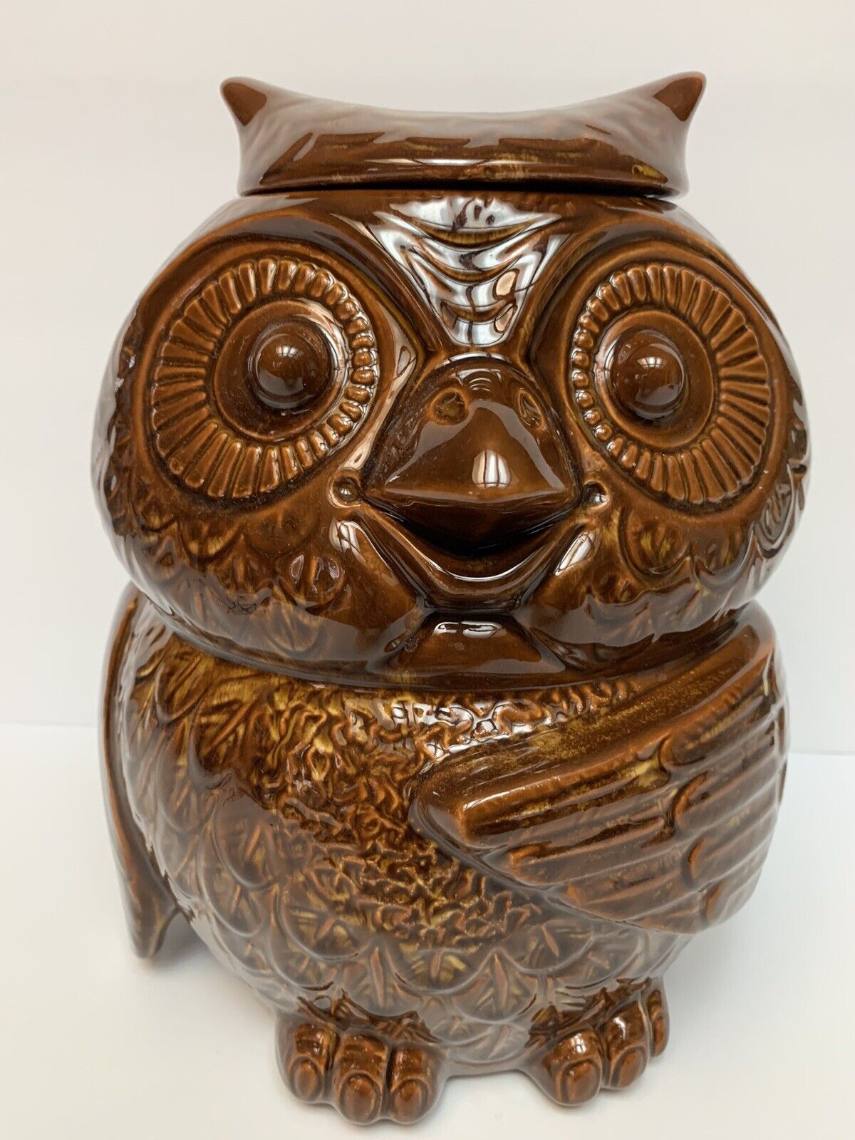 Vintage McCoy Brown Owl Cookie Jar  #204 Woodsy Owl USA 10”
