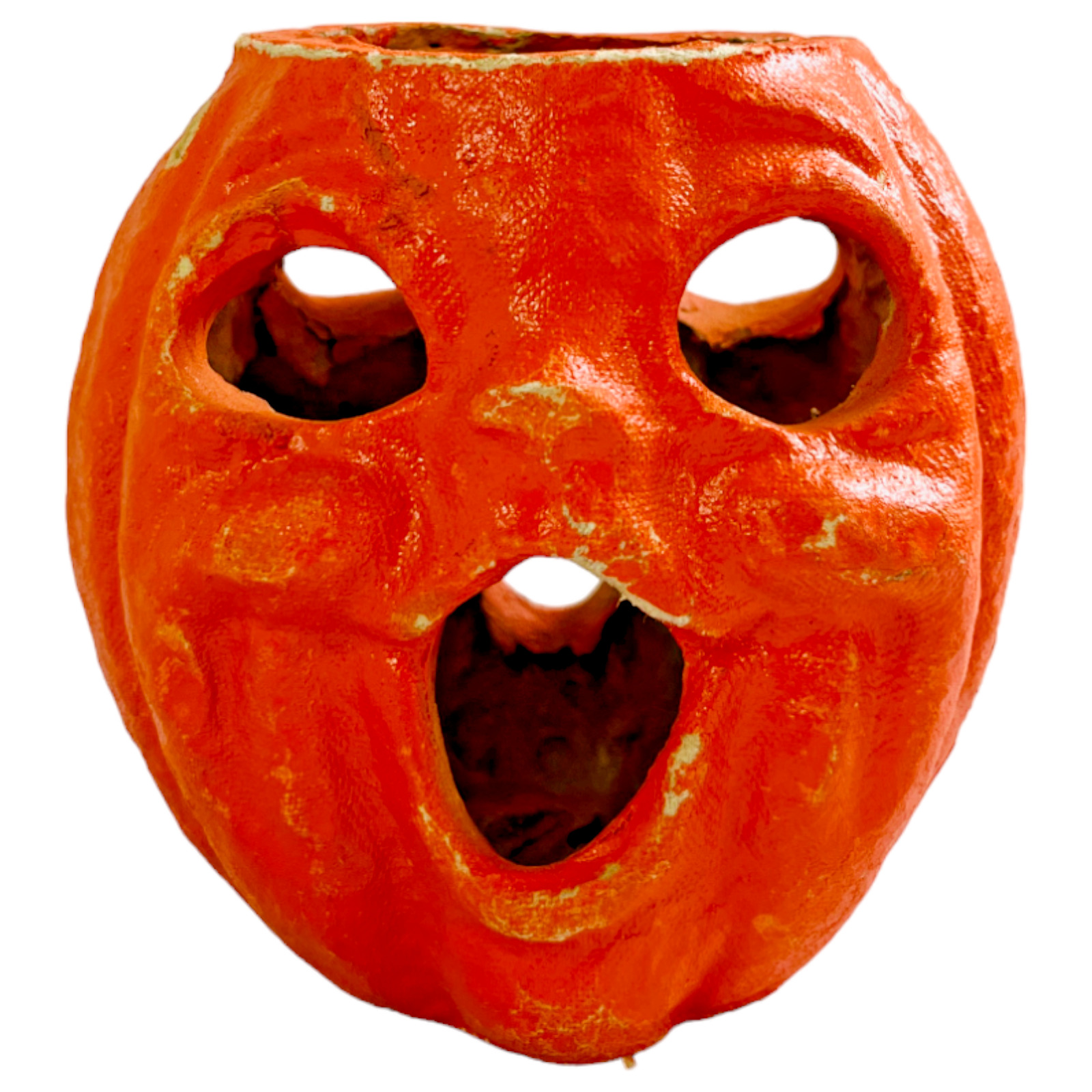 Vintage Paper Mache Halloween Pumpkin Jack O Lantern Two Faced Choir Boy 4.5\