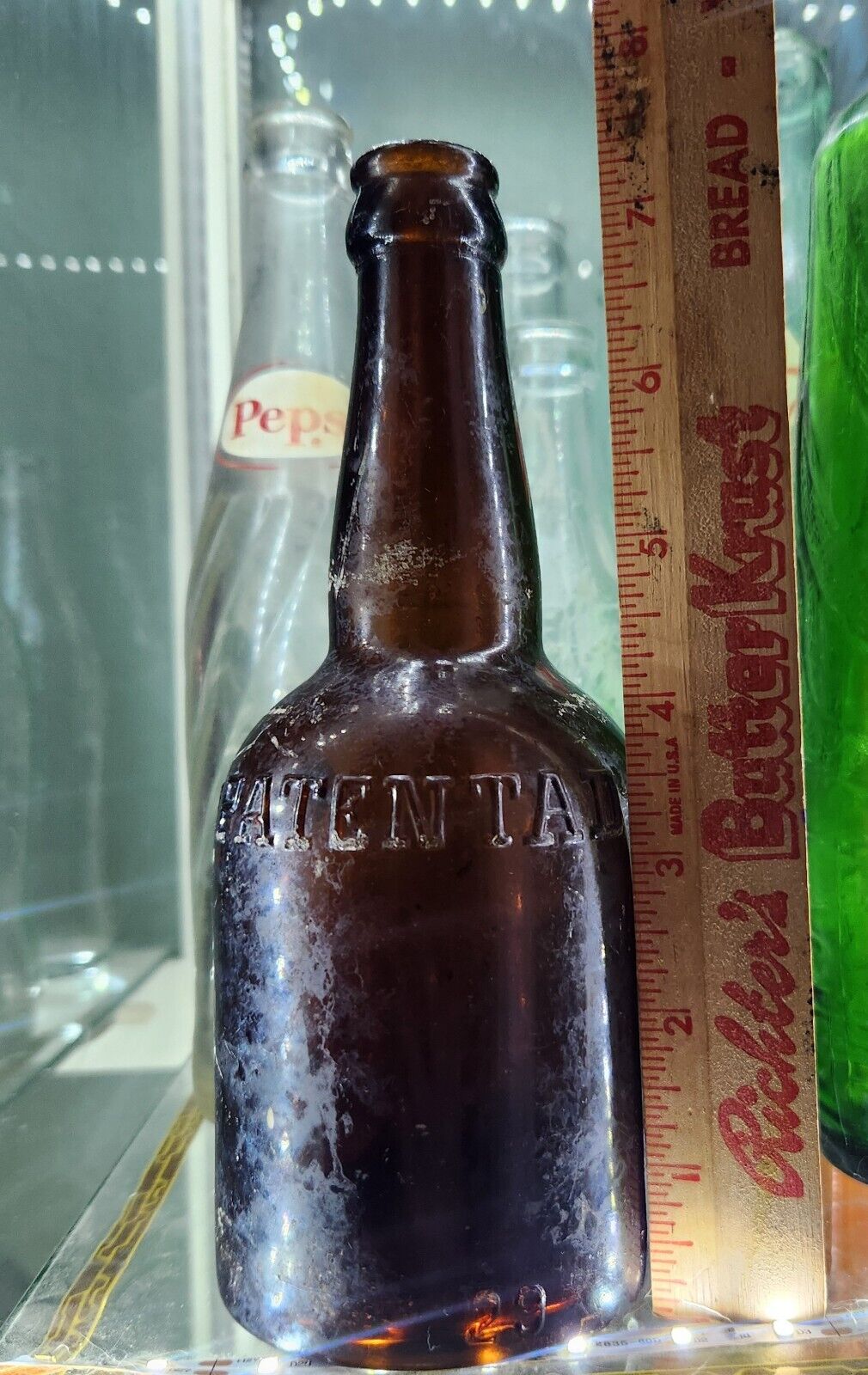 Antique Amber Bottle October 1910 Mexican Beer #4338 Spanish Patentada