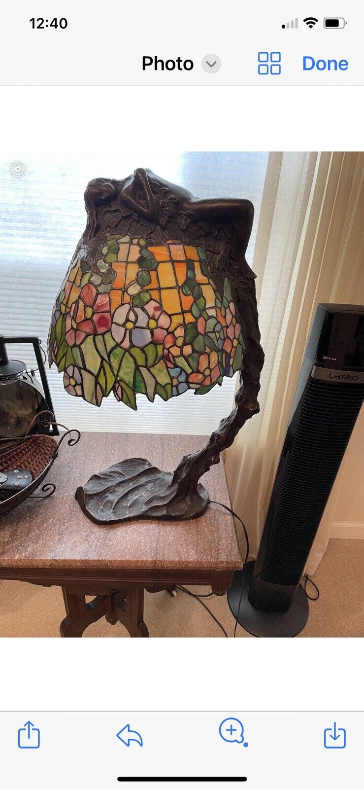 E. Thomasson Bronze Digital Stained Glass Lamp 