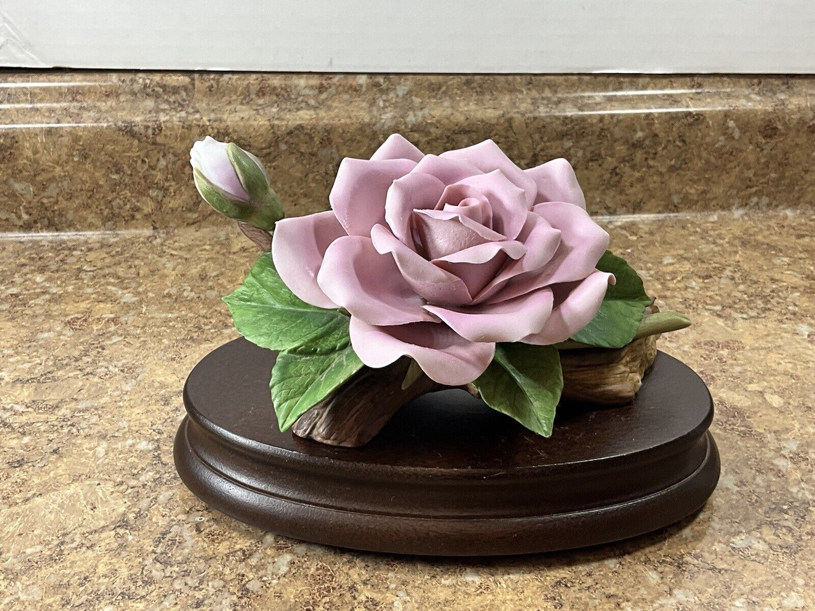 Vintage Andrea Sadek Rose Flower Porcelain Reuge Music Box Rare 4.5