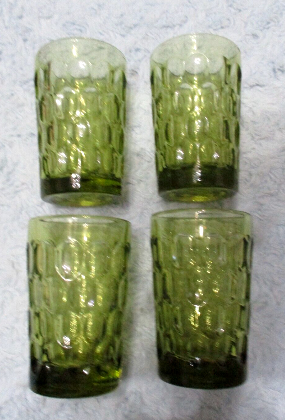 Fenton 4 Vintage Green Glass Thumbprint 4\