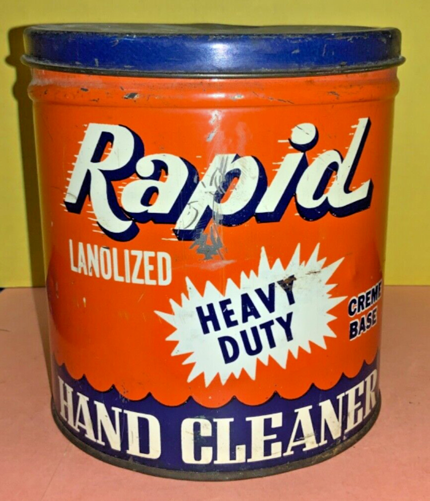 Vintage Rapid Lanolized Heavy Duty Creme Base Hand Cleaner Tin w/ Lid - AS IS