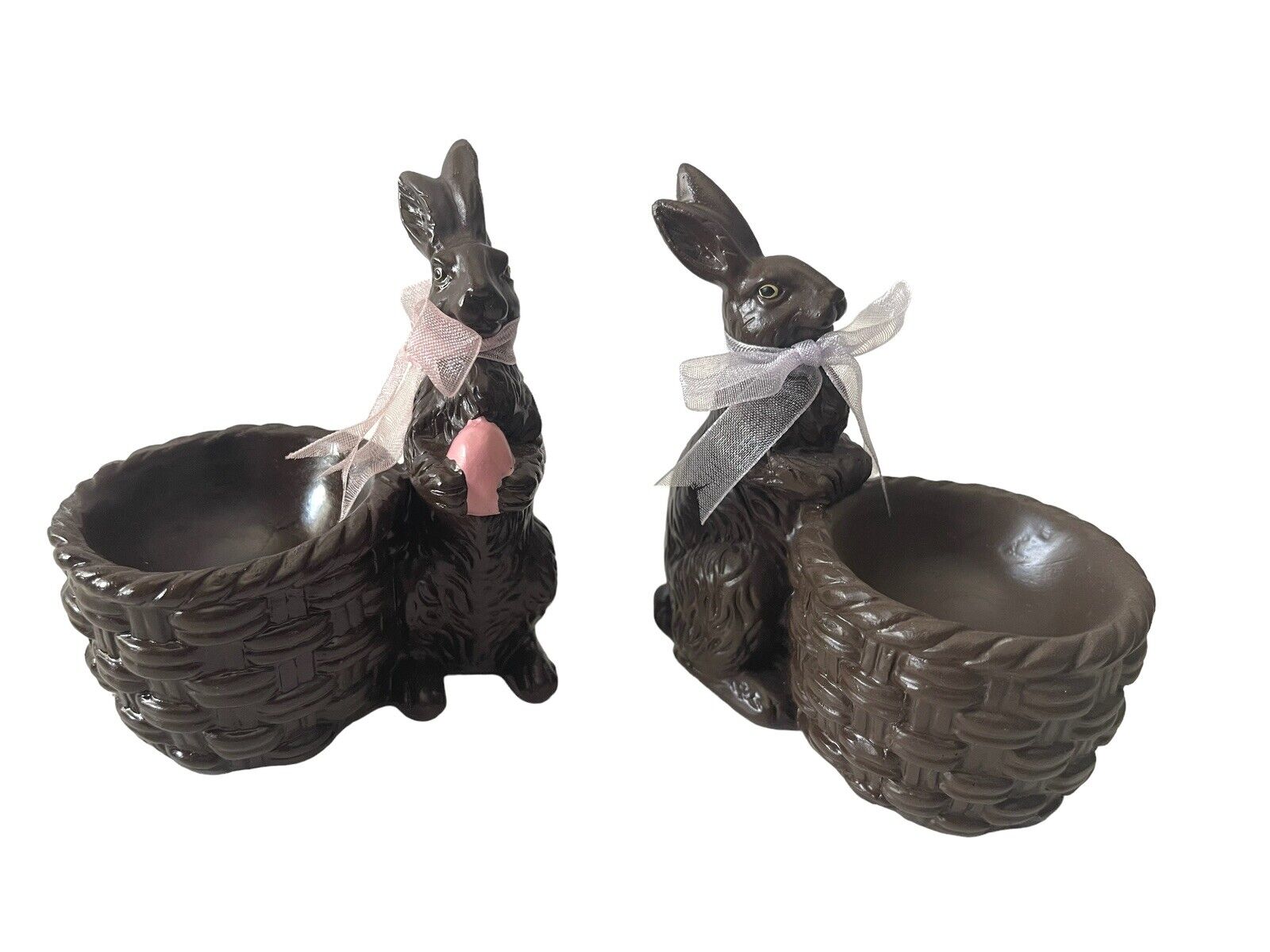 VTG LILLIAN VERNON Resin Easter Bunny 2 Piece Figural Chocolate Egg Cup Holder