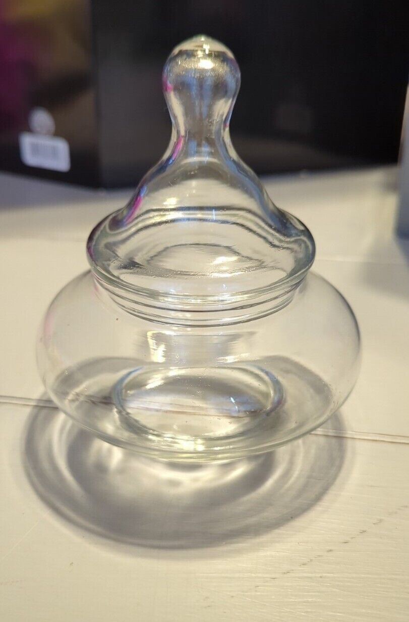 Clear Glass Apothecary Jar - Candy Teardrop Jar with Circus Top Lid