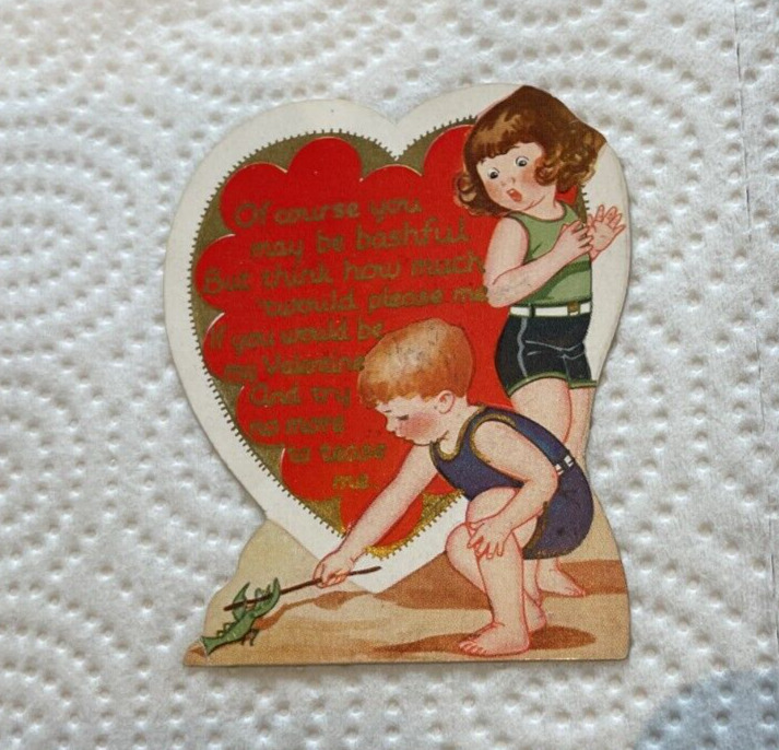 Antique Valentines Greeting Card Made in USA 3 1/2\